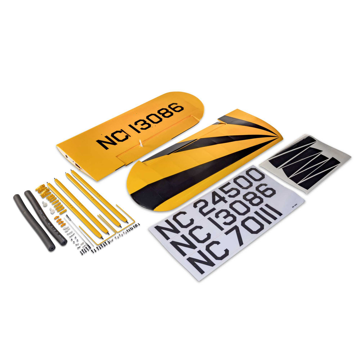 Clipped Wing Set with Struts, Hardware, and Decals: J-3 Cub 10cc