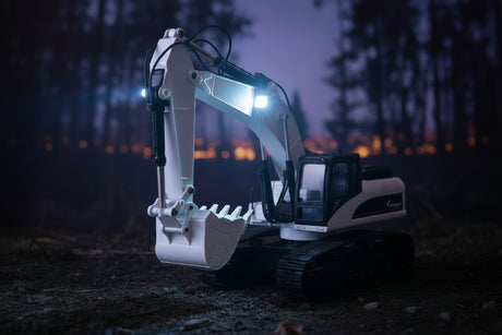 Pro fjernstyret metal gravemaskine 320 caterpillar med 3 redskaber - Huina 1580 - 8 kgs 23 funktioner