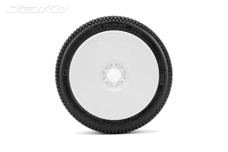 JETKO JK1002SRW - Jetko Block In Soft 1:8 Buggy Pre-glued White Revo Rims 2 pcs
