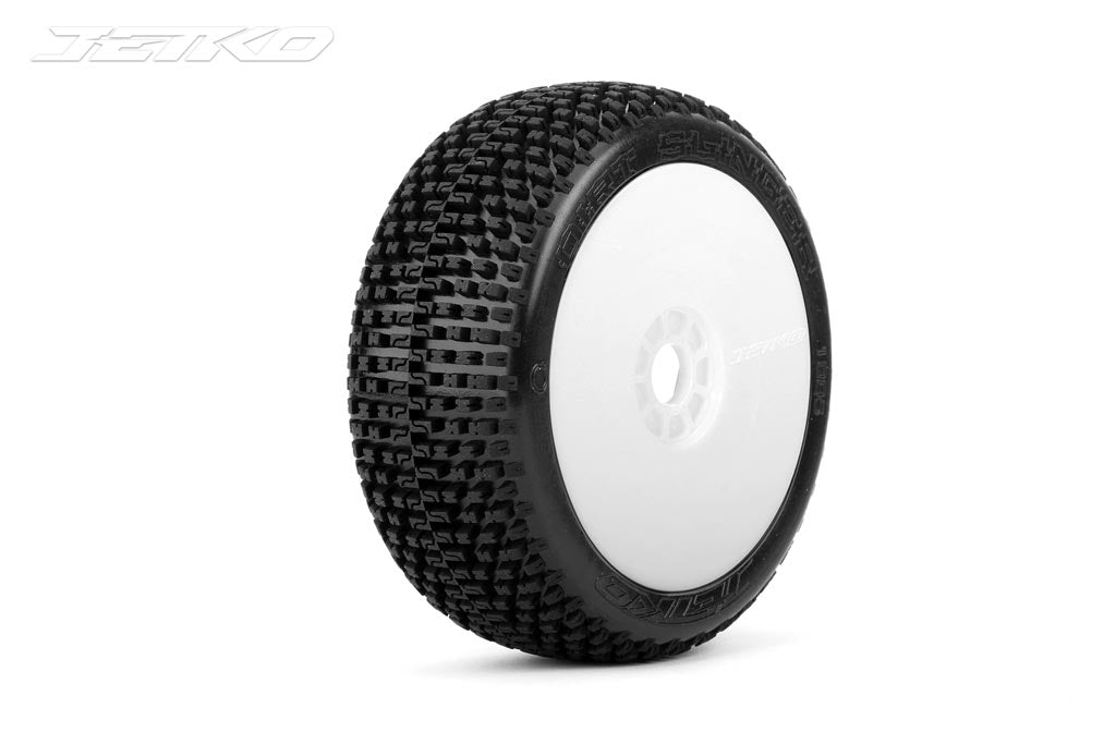 JETKO JK1005SSRW - Jetko Dirt Slinger Super Soft 1:8 Buggy Pre-glued White Revo Rims 2 pcs