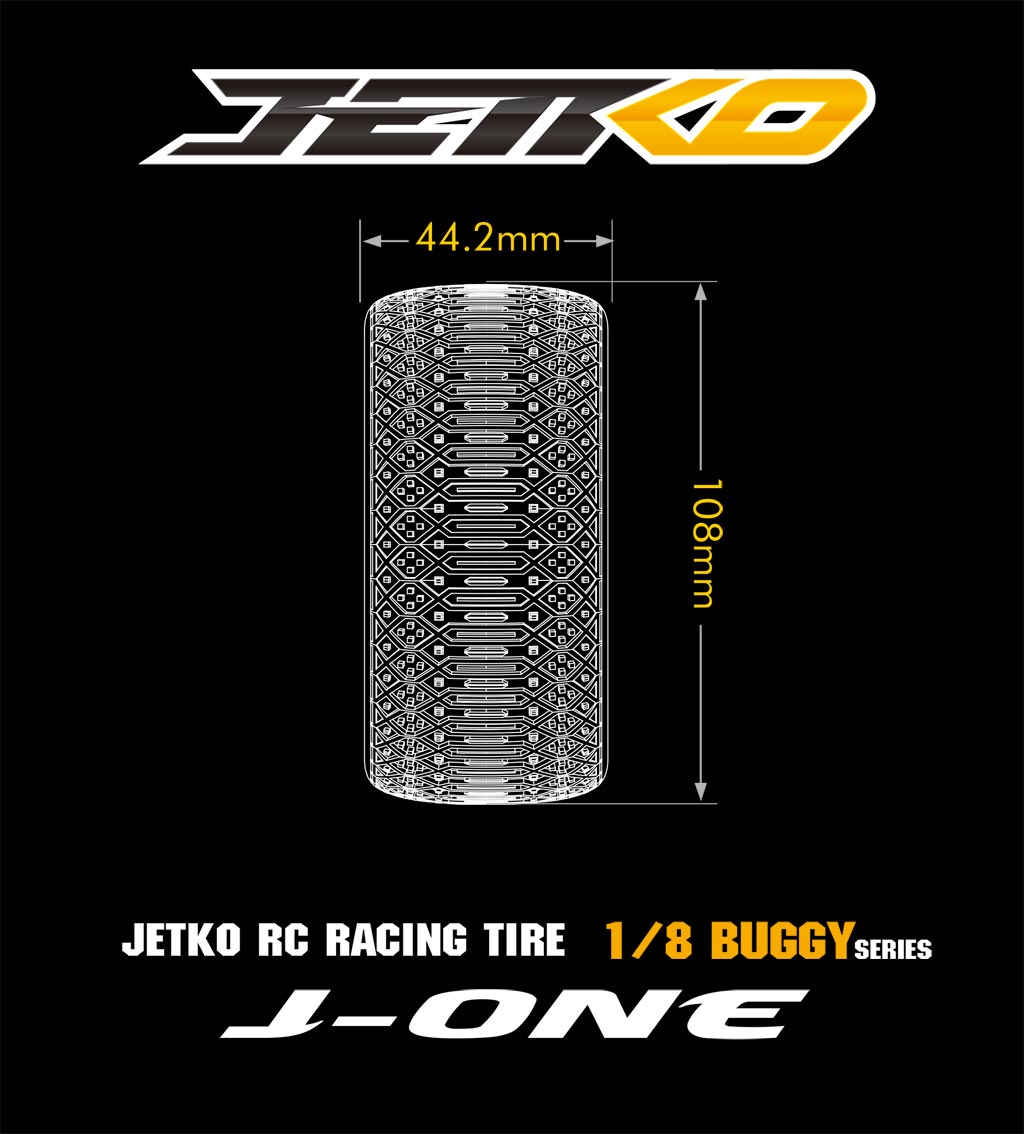 JETKO JK1009CUS4 - Jetko J One Composite Ultra Soft Belted 1:8 Buggy 4 Tyres only