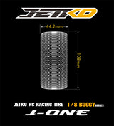 JETKO JK1009CUSRW - Jetko J One Comp. Ultra Soft Belted 1:8 Buggy on White Revo Rims 2 pcs