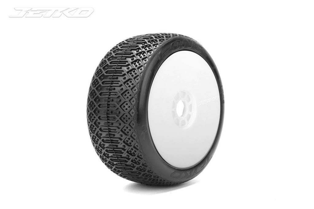 JETKO JK1009SSRW - Jetko J One Super Soft Belted 1:8 Buggy Pre-glued White Revo Rims 2 pcs