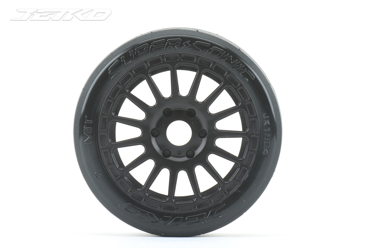 JETKO JK1504RB - Jetko EX Super Sonic 1:8 Buggy Belted Tyre Black Wheels 17mm Hex 2 pcs