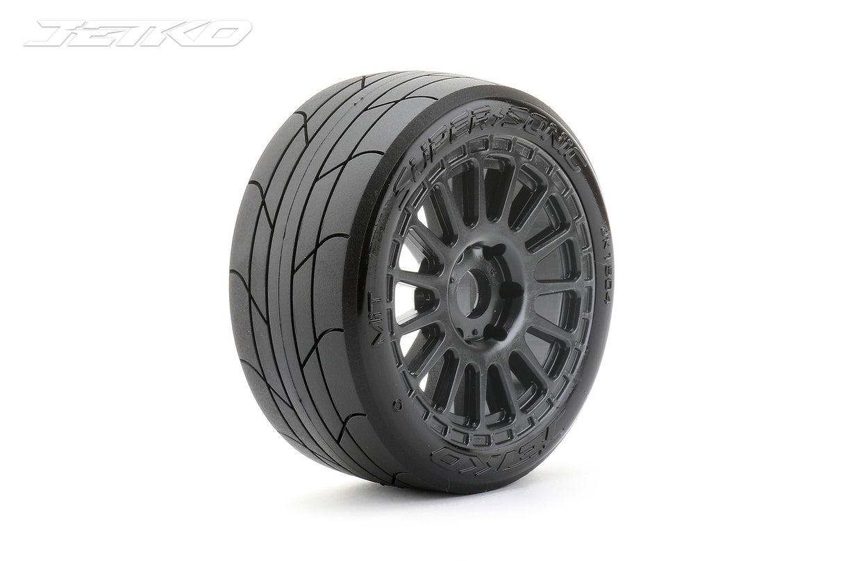 JETKO JK1504RB - Jetko EX Super Sonic 1:8 Buggy Belted Tyre Black Wheels 17mm Hex 2 pcs