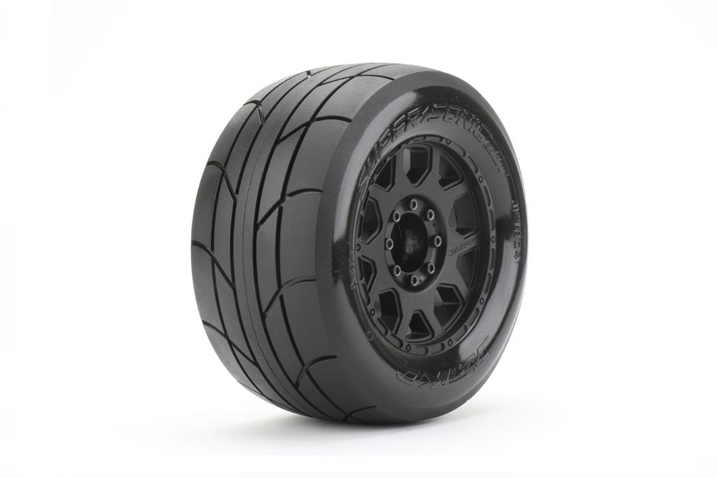 JETKO JK1804CB - Jetko EX Tyre MT Slick Super Sonic Belted 3.8" Black Wheel 17mm 2 pcs