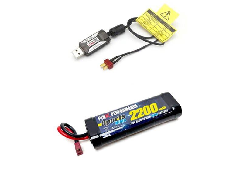 KYOSHO K.72204-2200 - COMBO Charger USB 1.0A - Battery 7.2V 2200 72204+PP2-2200D Deans
