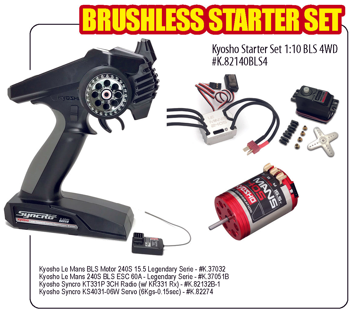 KYOSHO K.82140BLS4 - Kyosho Starter Set 1:10 BLS 4WD KT331-37034-37051B-HD3001HB