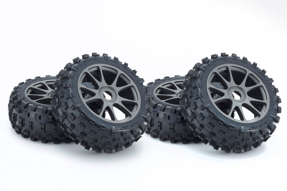 KYOSHO K.IFTH004GMKC - Glued on gun metal rim Tyres 4 Unpackaged Kyosho Inferno Neo 3.0