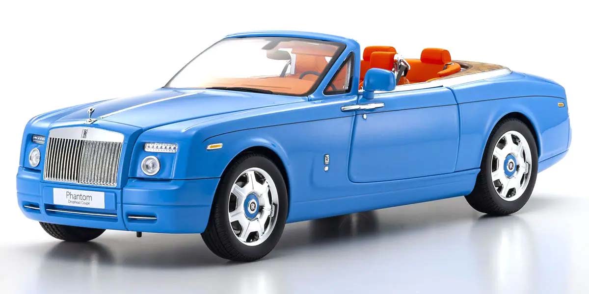 KYOSHO DIE CAST KS08871BL - Kyosho 1:18 Rolls-Royce Phantom Drophead Coup 2007 Light Blue
