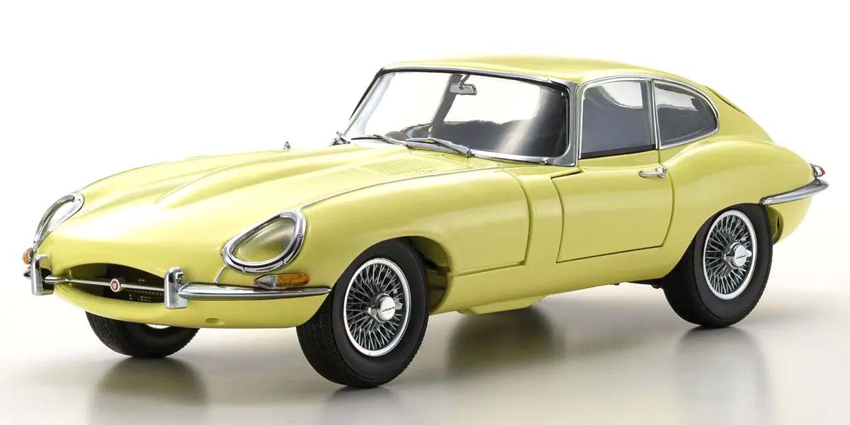KYOSHO DIE CAST KS08954LY - Kyosho 1:18 Jaguar E-Type 3.8L Coupe MK1 1961 Pale Primose