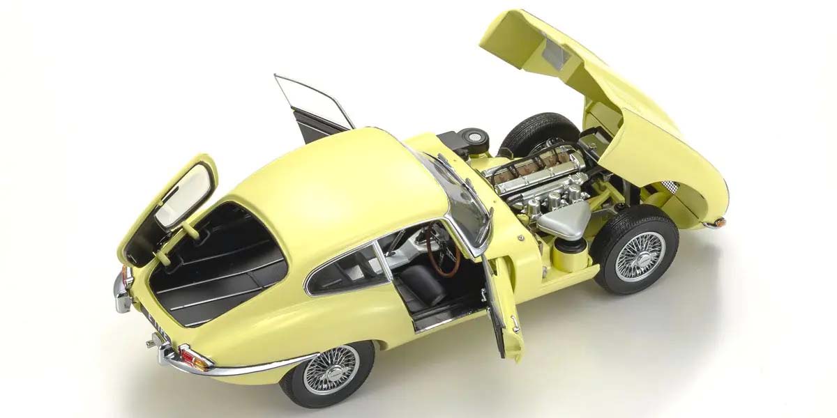 KYOSHO DIE CAST KS08954LY - Kyosho 1:18 Jaguar E-Type 3.8L Coupe MK1 1961 Pale Primose