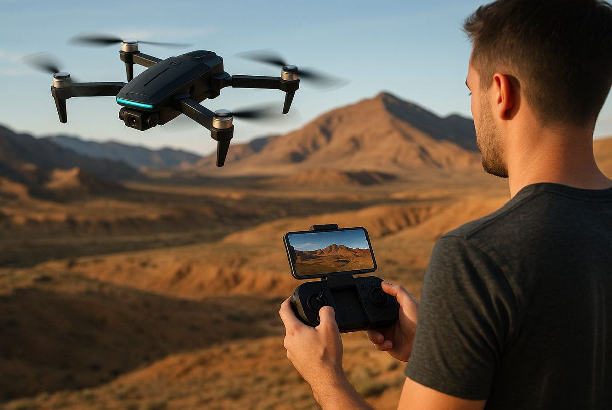 Dobbelt kamera-drone - Denver DCW-3520 med FPV (Se live fra dronen)