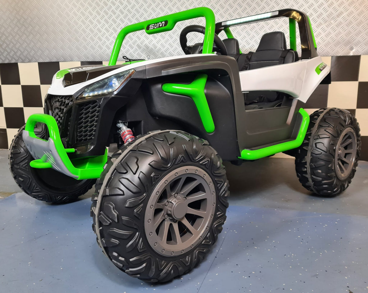 Elektrisk børnebuggy 24 volt 2-personers hvid / grøn