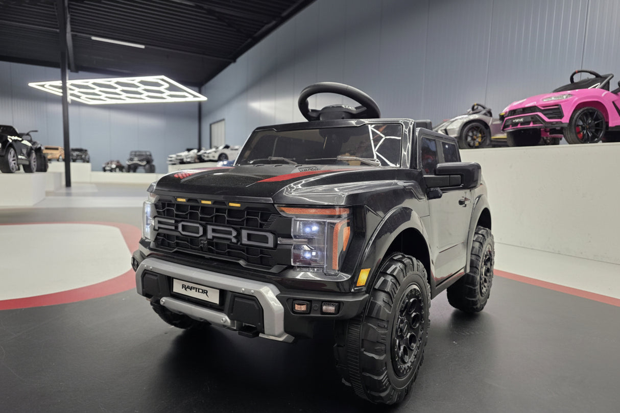 Ford Raptor 1-personers 12 volt sort børnebil