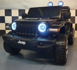 Jeep Wrangler batteri børnebil 12 volt 4 hjulstræk m. fjernbetjening sort