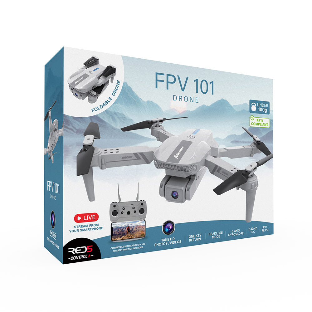 FPV 101 drone - Kompakt foldbar drone med HD-kamera og live FPV
