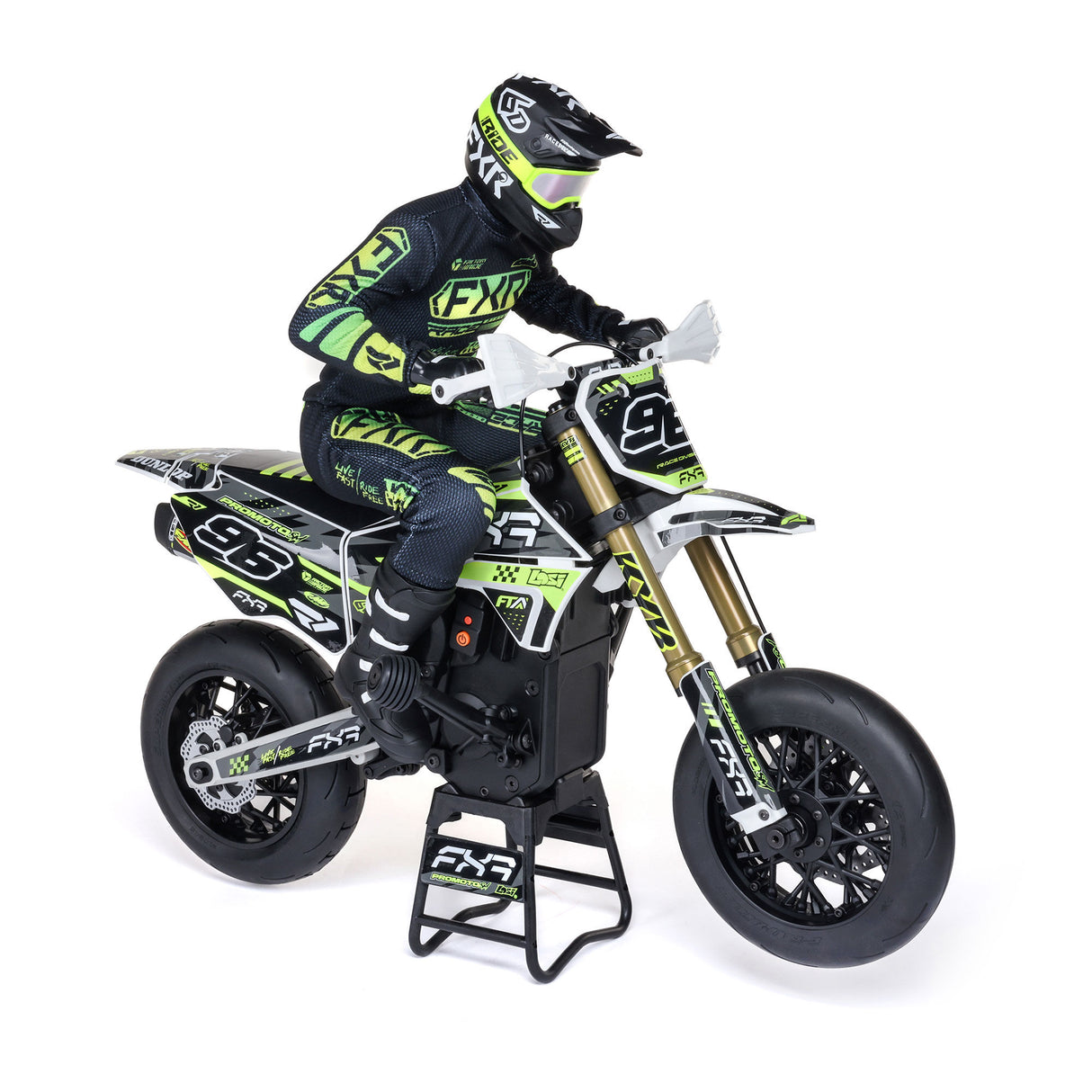 Promoto-SM 1/4 Super Moto Motorcycle, FXR, White: RTR Basic