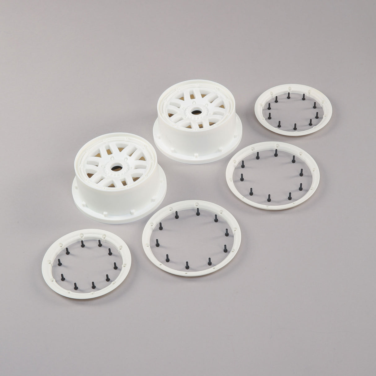 Wheel & Beadlock Set, White (2): 5ive-T 2.0