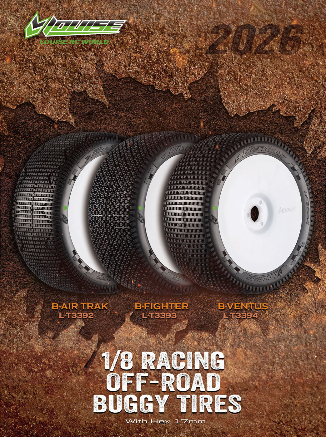 Tire &amp; Wheel B-VENTUS 1/8 Buggy Super Soft White (2)