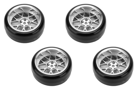 Tires &amp; Wheels Drift / 14-Spoke Matte Silver (2,4,6,8mm Offset) 12mm Hex (4)