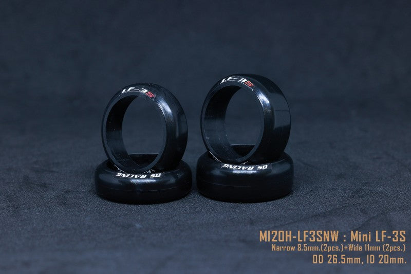 DS Racing  MI20-LF3SNW - LF3S 8.5/11mm Drift Tire Set for 1:28 Mini-Z (4)
