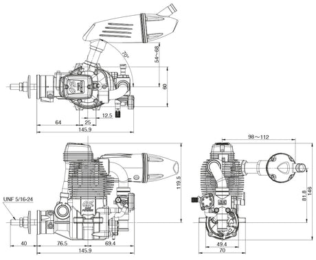 GF30 II 30cc 4-Stroke Gasoline Engine w. Silencer