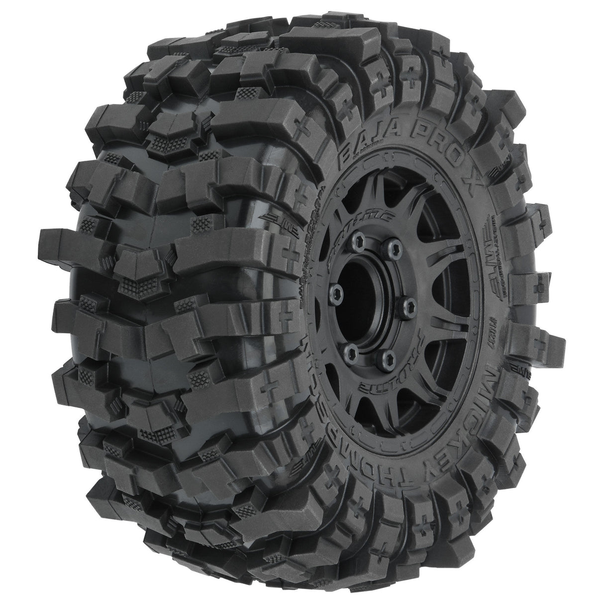 Mickey Thompson Baja Pro X 2.8" Tires Mounted on Raid Black 6x30 Removable Hex (12mm & 14mm) Wheels (2) for Big Rock™ 3S, Granite™ 3S, Stampede® 2wd & 4x4 and other 1/10 Monster Trucks