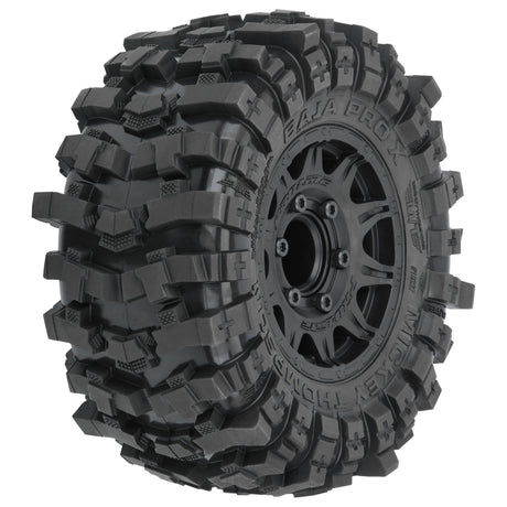 Mickey Thompson Baja Pro X 2.8" Tires Mounted on Raid Black 6x30 Removable Hex (12mm & 14mm) Wheels (2) for Big Rock™ 3S, Granite™ 3S, Stampede® 2wd & 4x4 and other 1/10 Monster Trucks