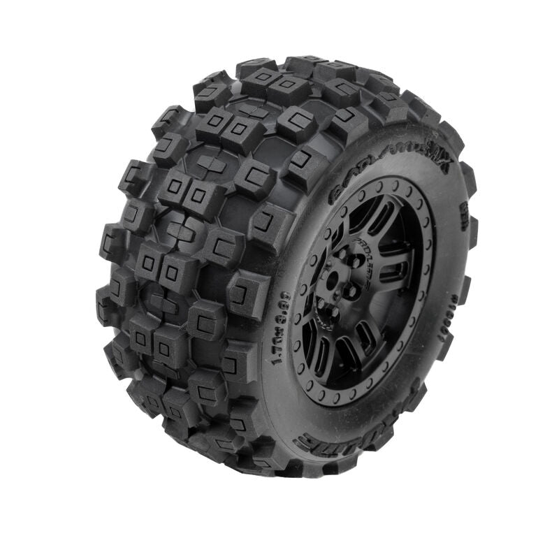 Pro-Line Racing 1/16 Badlands Front/Rear MT Tires Mounted 12mm Black Split Six (2): ARRMA MINI KRATON