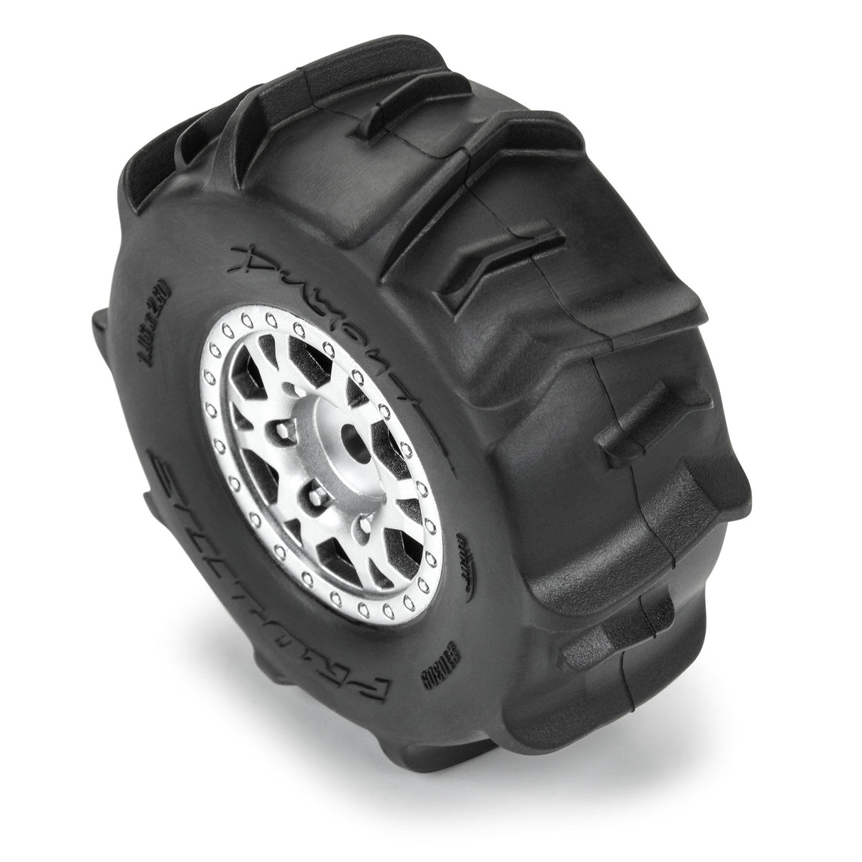 Dumont F/R Tires Mounted 12mm Hex Silver Impulse (4) for Arrma Mojave Grom