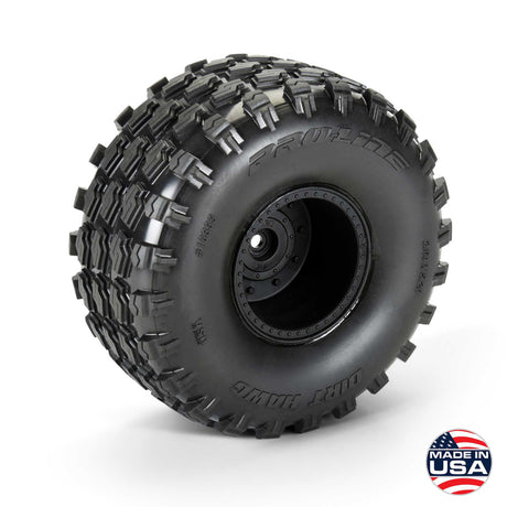 Dirt Hawg 2.0 F/R 2.6" MT Tires Mounted Arrma Stock Wheel Black (2) for ARRMA QUAKE & GORGON