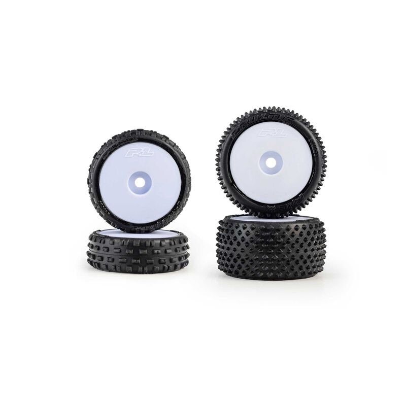 Pro-Line Racing 1/24 Wedge Front and Prism Rear Carpet Tires Mounted 7mm White (4): Losi Micro-B
