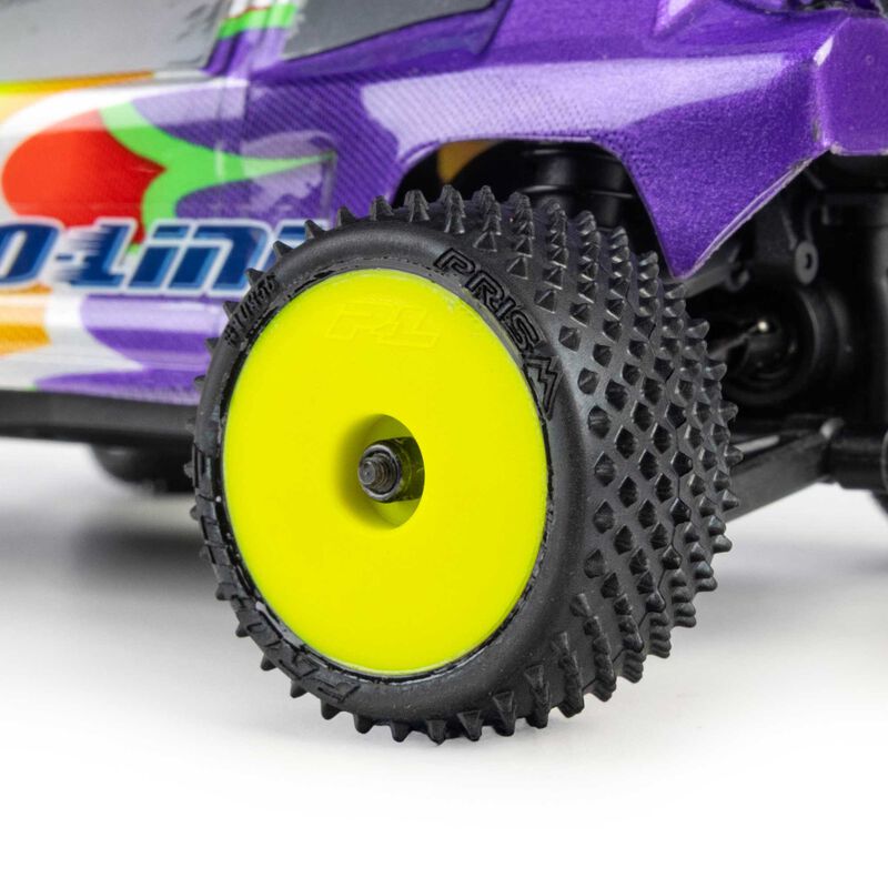 Pro-Line Racing 1/28 Prism Front/Rear Carpet Tires Mounted 7mm Yellow (4): Losi Micro-T