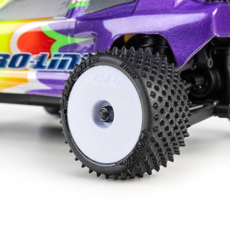 Pro-Line Racing 1/28 Prism Front/Rear Carpet Tires Mounted 7mm White (4): Losi Micro-T