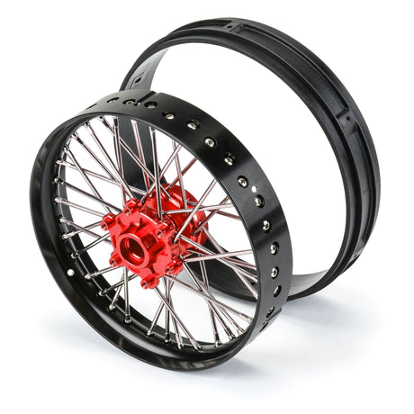 1/4 Pro-Spec Aluminum V2 Bead Front Wheel, Assembled, Black/Red: Promoto-MX
