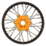 Pro-Spec Aluminum V2 Bead Front Wheel Assembled, Black/Gold for Losi Promoto-SM
