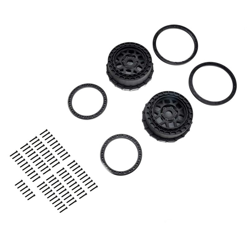 Pro-Line Racing Wheel and Beadlock Set Black (2): 5IVE-T 3.0