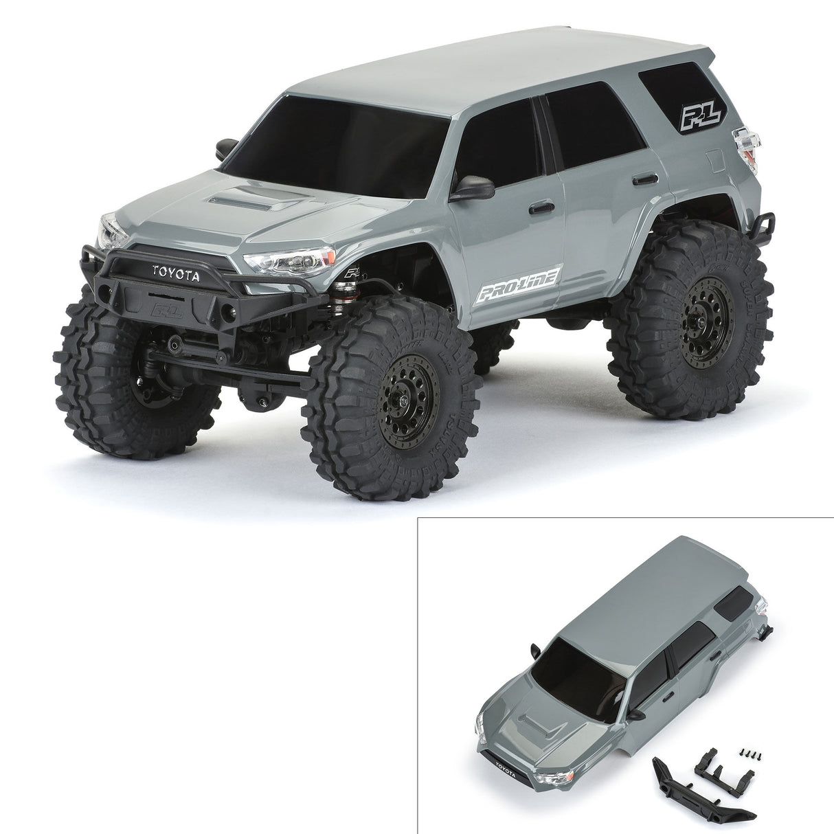 2024 Toyota 4Runner Hard Body Painted (Lunar Rock Gray) and Assembled for Axial SCX24 (132mm Wheelbase)