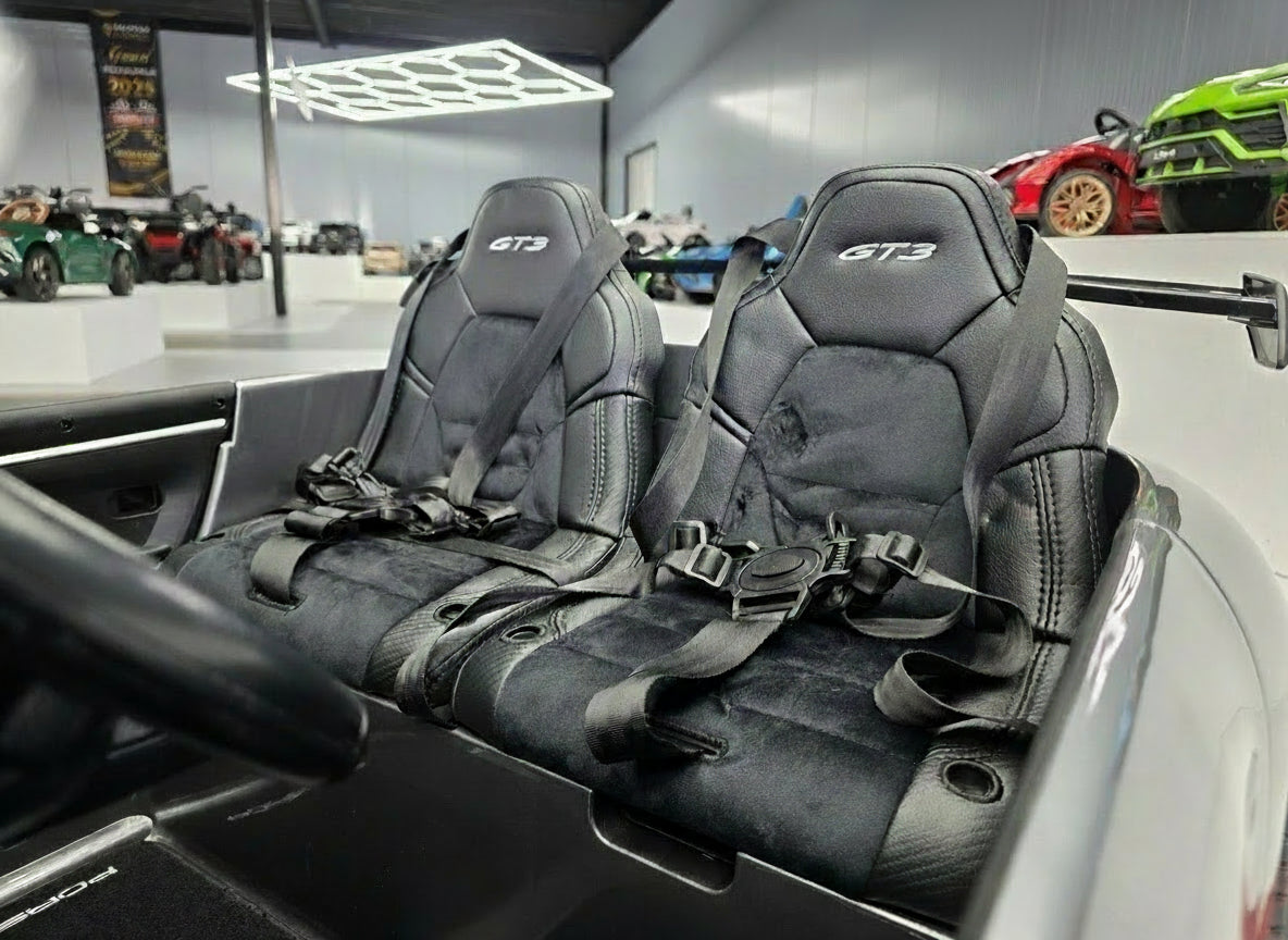 Porsche 911 24 volt GT3 ride on car metallic gray