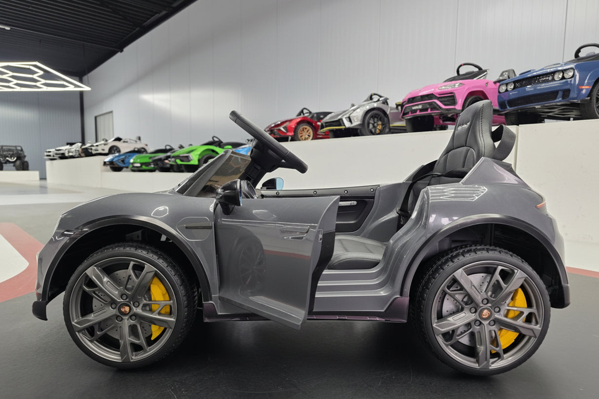 Elektrisk børnebil Porsche Taycan 1-personers 12 volt grå