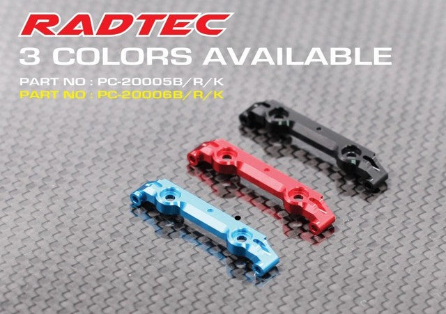 Radtec PC-20006B - Mini-Z MR-04 Front Upper Arm Mount, Wide Chassis, 1 Deg Camber (1pcs) Blue