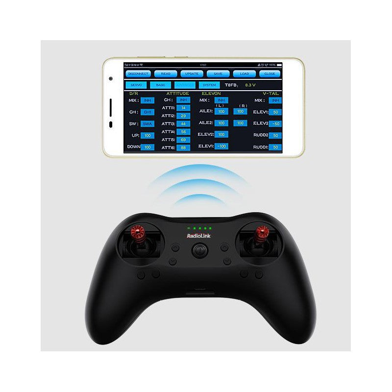 T8S 8-Channels radio with Bluetooth (Mode 1) with R8EF Receiver