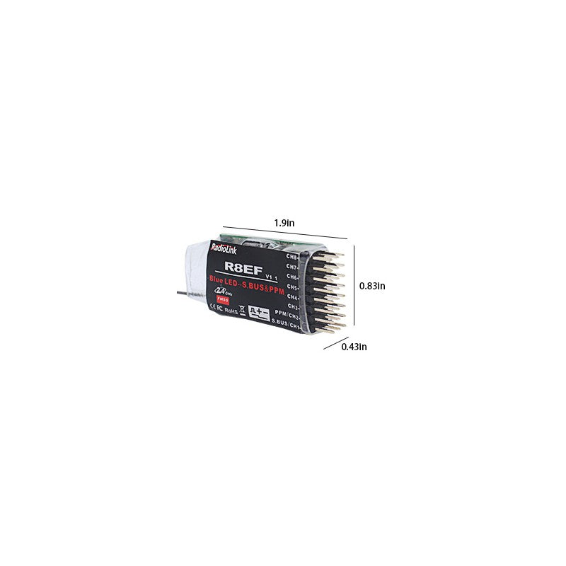 T8S 8-Channels radio with Bluetooth (Mode 1) with R8EF Receiver