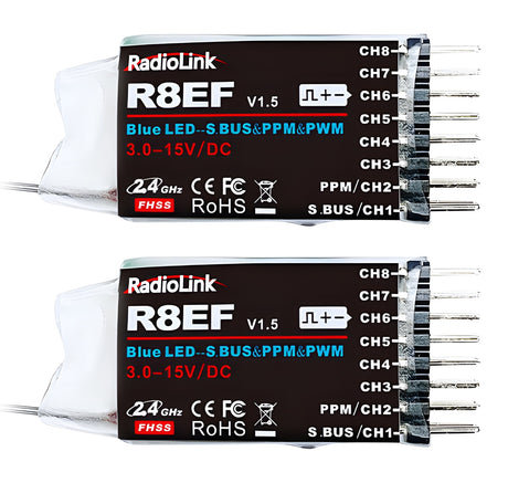 T8FB Mode-2 RC Transmitter with 2x R8EF Receiver