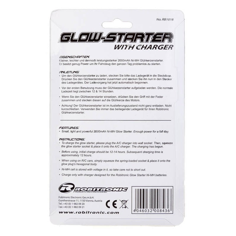 Glow Starter 2000 mAh & Charger (Blister Pack)