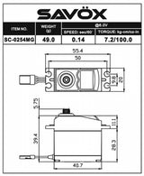SC-0254MG Plus Servo 7,2Kg 0,14s Metal Gear