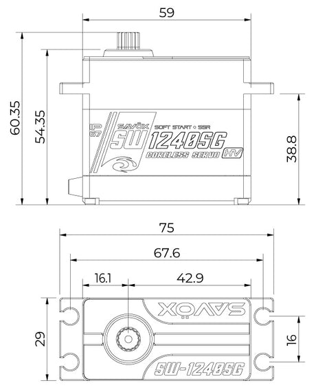 SW-1240SG Servo 65Kg 0,17s HV Alu Coreless Steel Gear WP