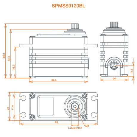 S9120BL 1/5 Torque Metal Servo