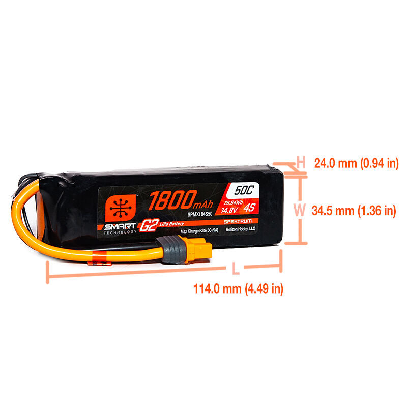 1800mAh 4S 14.8V Smart G2 LiPo 50C; IC3